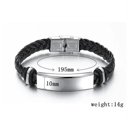 Men's Leather Bracelets - Custom Name Date Logo Engrave Bangle & Bracelet Male Jewelry